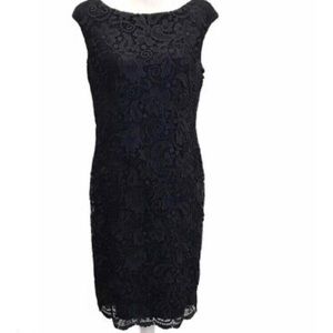 RalphLauren navy sleeveless boat neck sheath dress